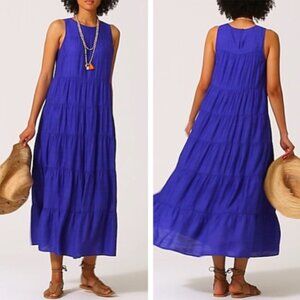 J. Jill Purple Maxi Dress Tiered Size Medium Sundress